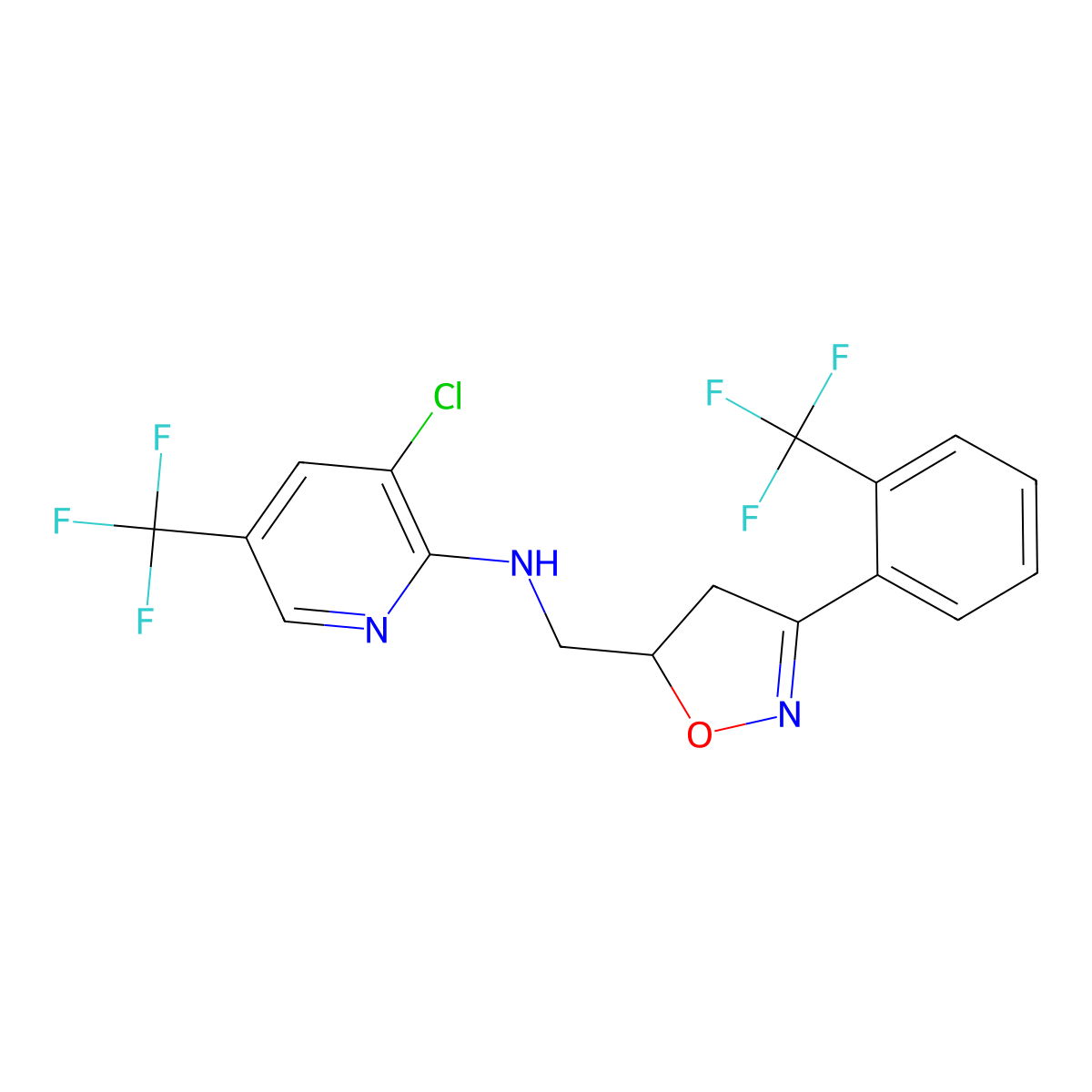 N-[3-chloro-5-(trifluoromethyl)-2-pyridinyl]-N-({3-[2-(trifluoromethyl)phenyl]-4,5-dihydro-5-isoxazolyl}methyl)amine molecular structure, CAS 1210714-37-6
