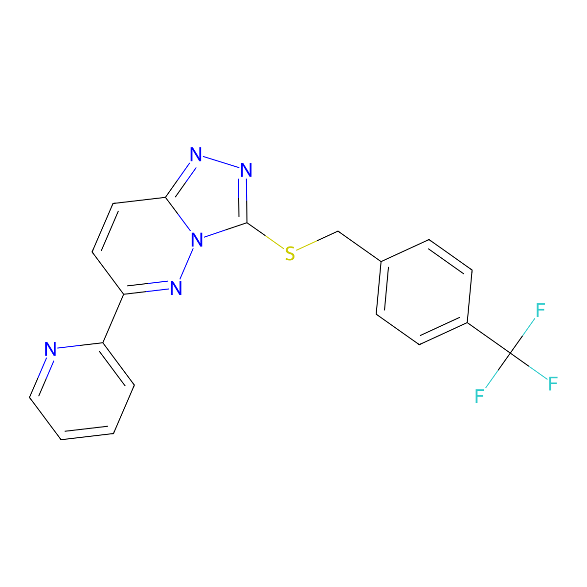 2-[3-({[4-(Trifluoromethyl)phenyl]methyl}sulfanyl)-[1,2,4]triazolo[4,3-b]pyridazin-6-yl]pyridine molecular structure, CAS 1210715-80-2