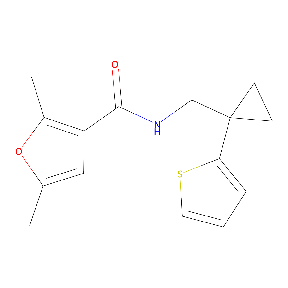 2,5-dimethyl-N-((1-(thiophen-2-yl)cyclopropyl)methyl)furan-3-carboxamide molecular structure, CAS 1210720-63-0
