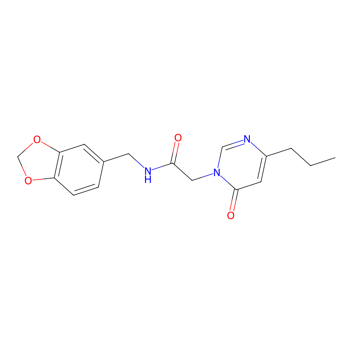 N-(benzo[d][1,3]dioxol-5-ylmethyl)-2-(6-oxo-4-propylpyrimidin-1(6H)-yl)acetamide molecular structure, CAS 1210721-51-9