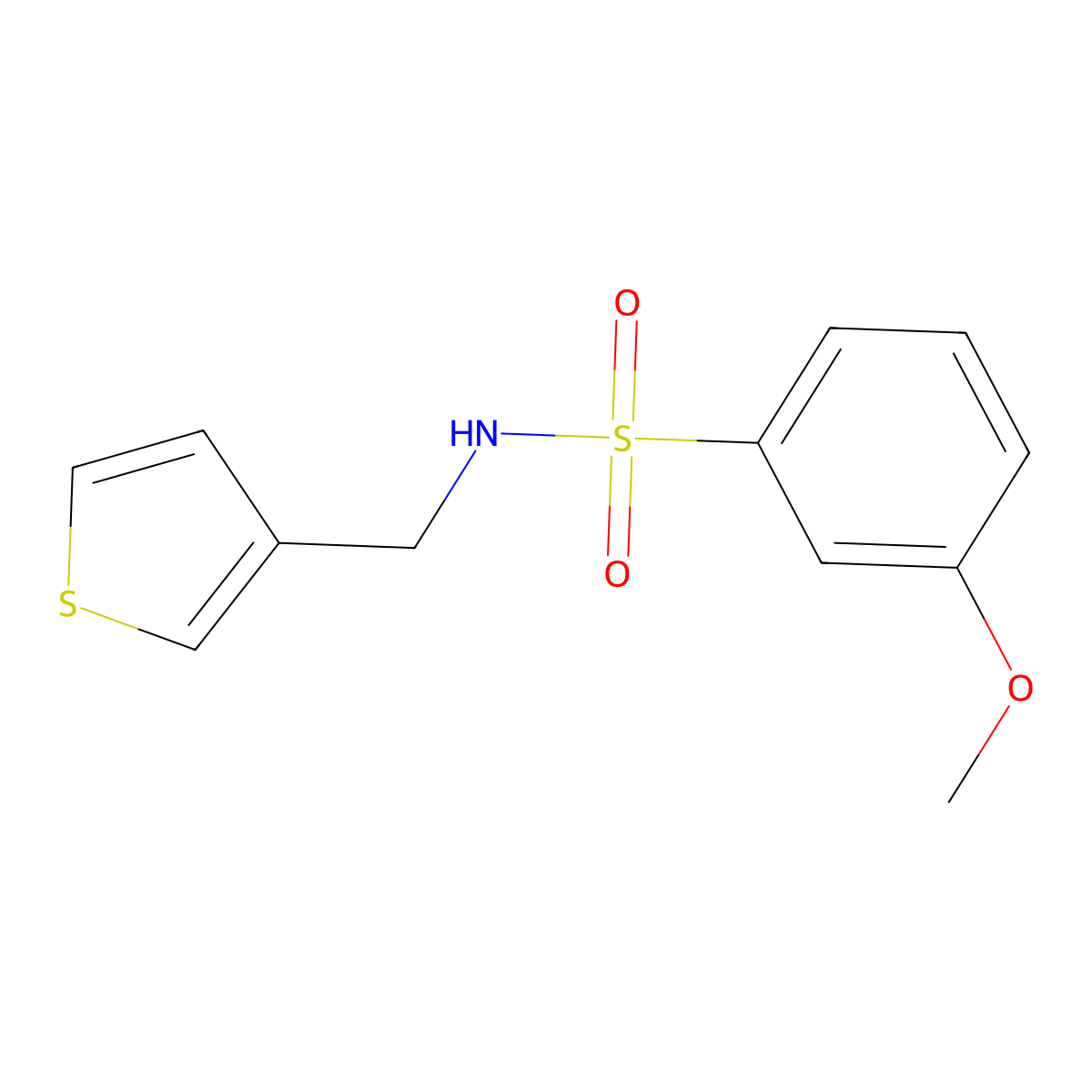 3-methoxy-N-(thiophen-3-ylmethyl)benzenesulfonamide molecular structure, CAS 1210721-66-6