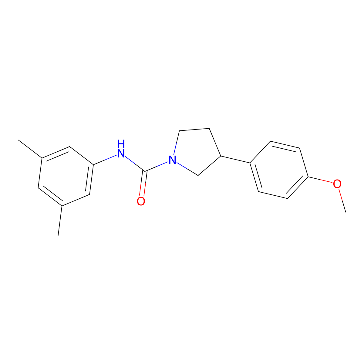 N-(3,5-dimethylphenyl)-3-(4-methoxyphenyl)pyrrolidine-1-carboxamide molecular structure, CAS 1210722-47-6