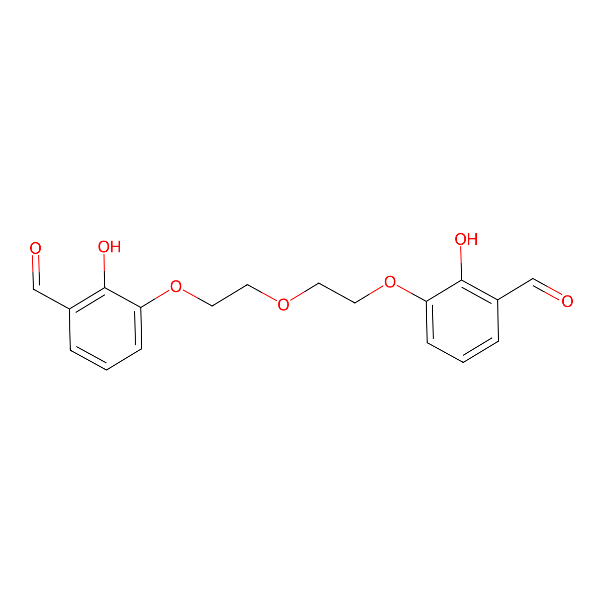 3,3'-((Oxybis(ethane-2,1-diyl))bis(oxy))bis(2-hydroxybenzaldehyde) molecular structure, CAS 121073-78-7