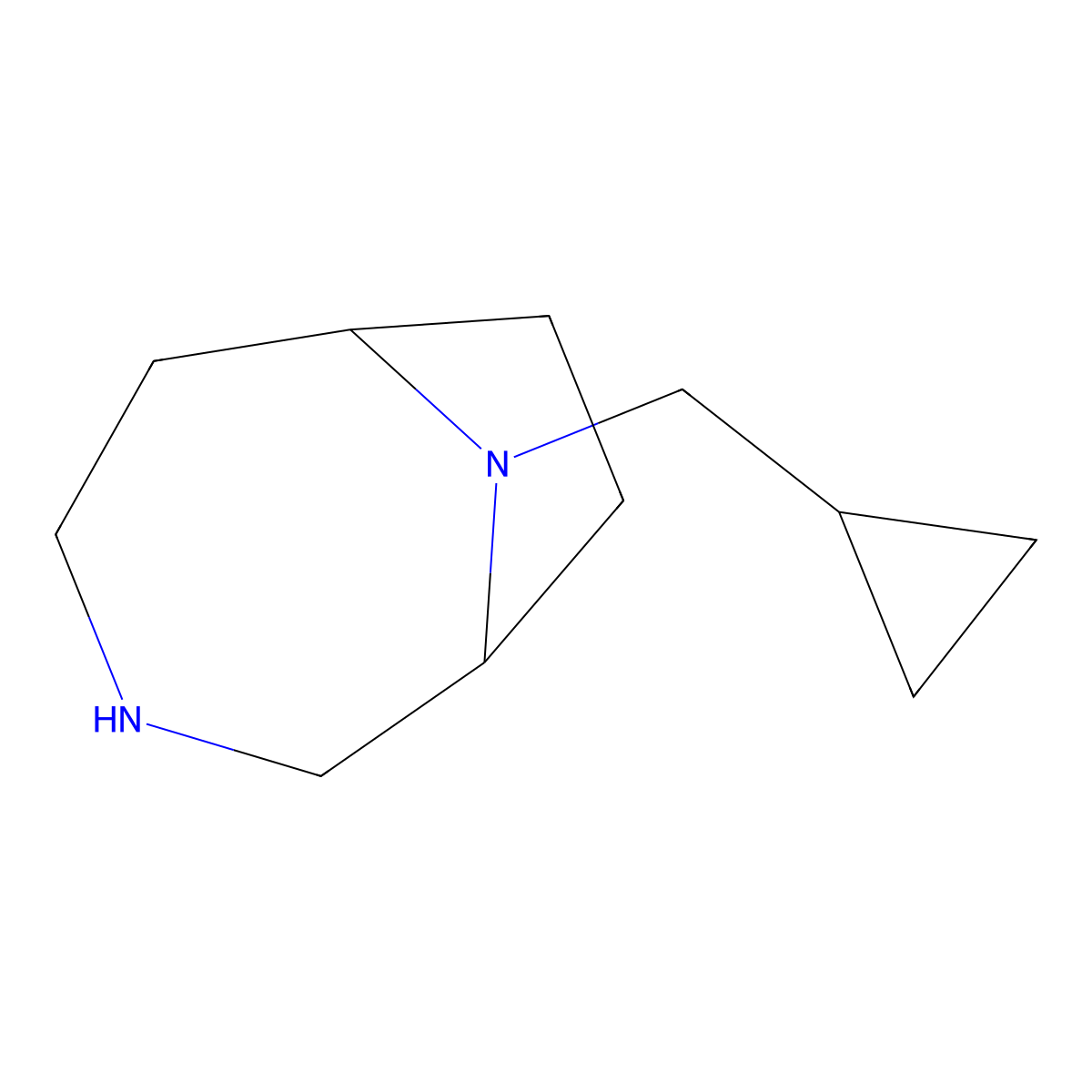 9-(Cyclopropylmethyl)-3,9-diazabicyclo[4.2.1]nonane molecular structure, CAS 1210731-08-0
