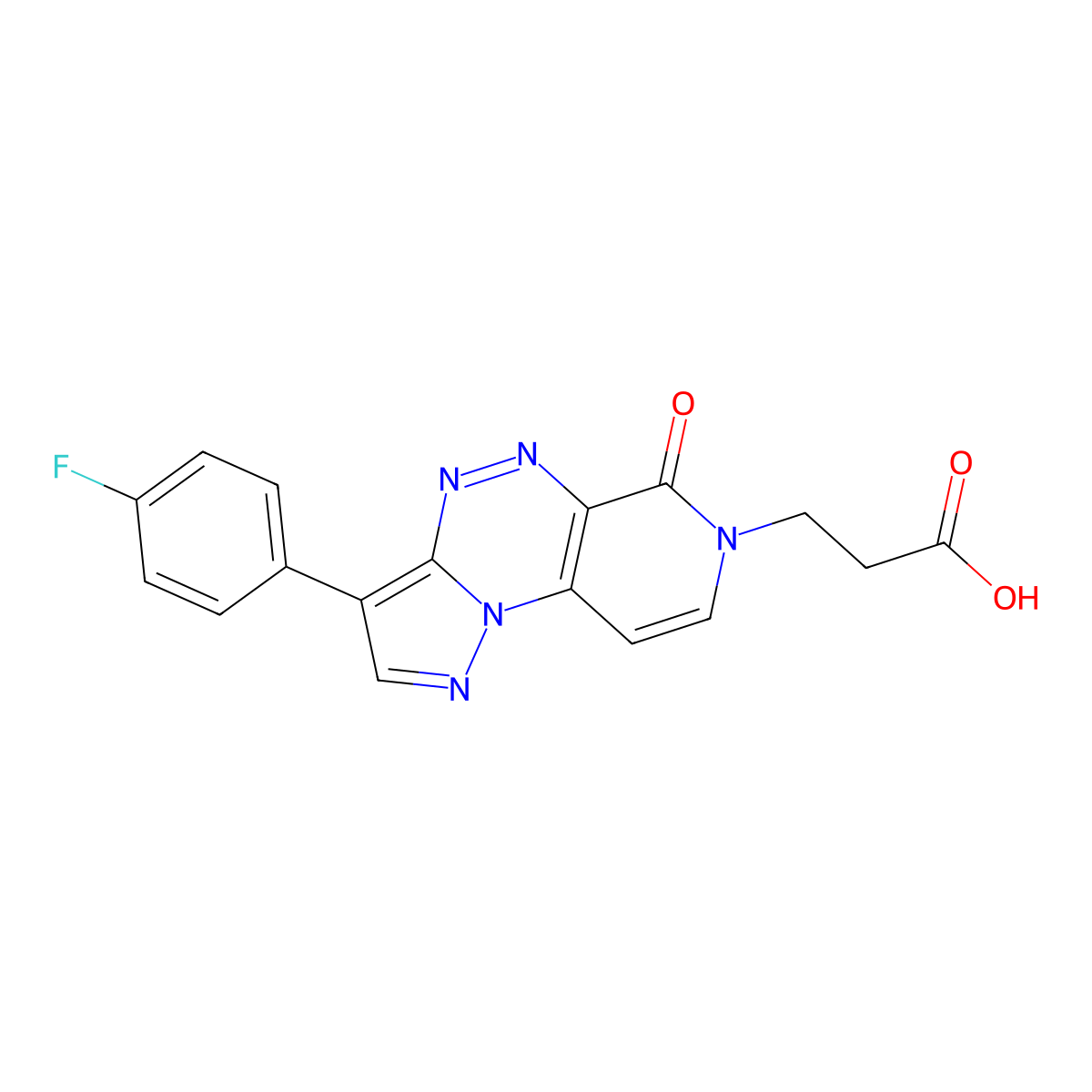 3-(3-(4-fluorophenyl)-6-oxopyrazolo[5,1-c]pyrido[4,3-e][1,2,4]triazin-7(6H)-yl)propanoic acid molecular structure, CAS 1210732-72-1