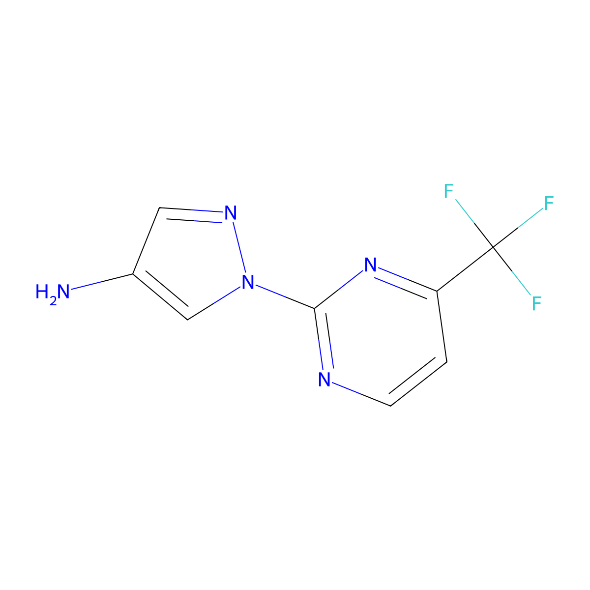1-[4-(Trifluoromethyl)pyrimidin-2-yl]-1H-pyrazol-4-amine molecular structure, CAS 1210732-94-7