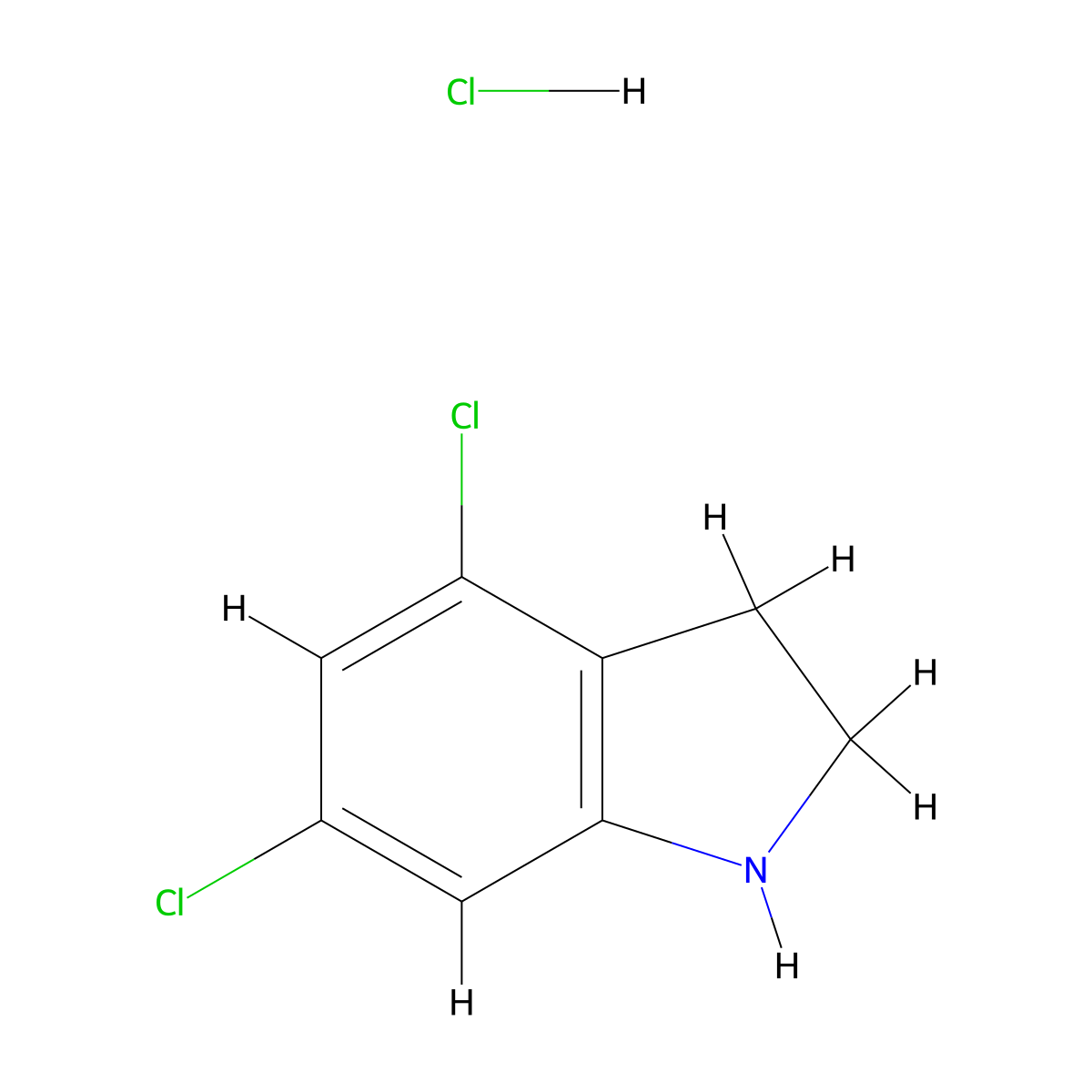 4,6-Dichloroindoline hydrochloride molecular structure, CAS 1210734-76-1