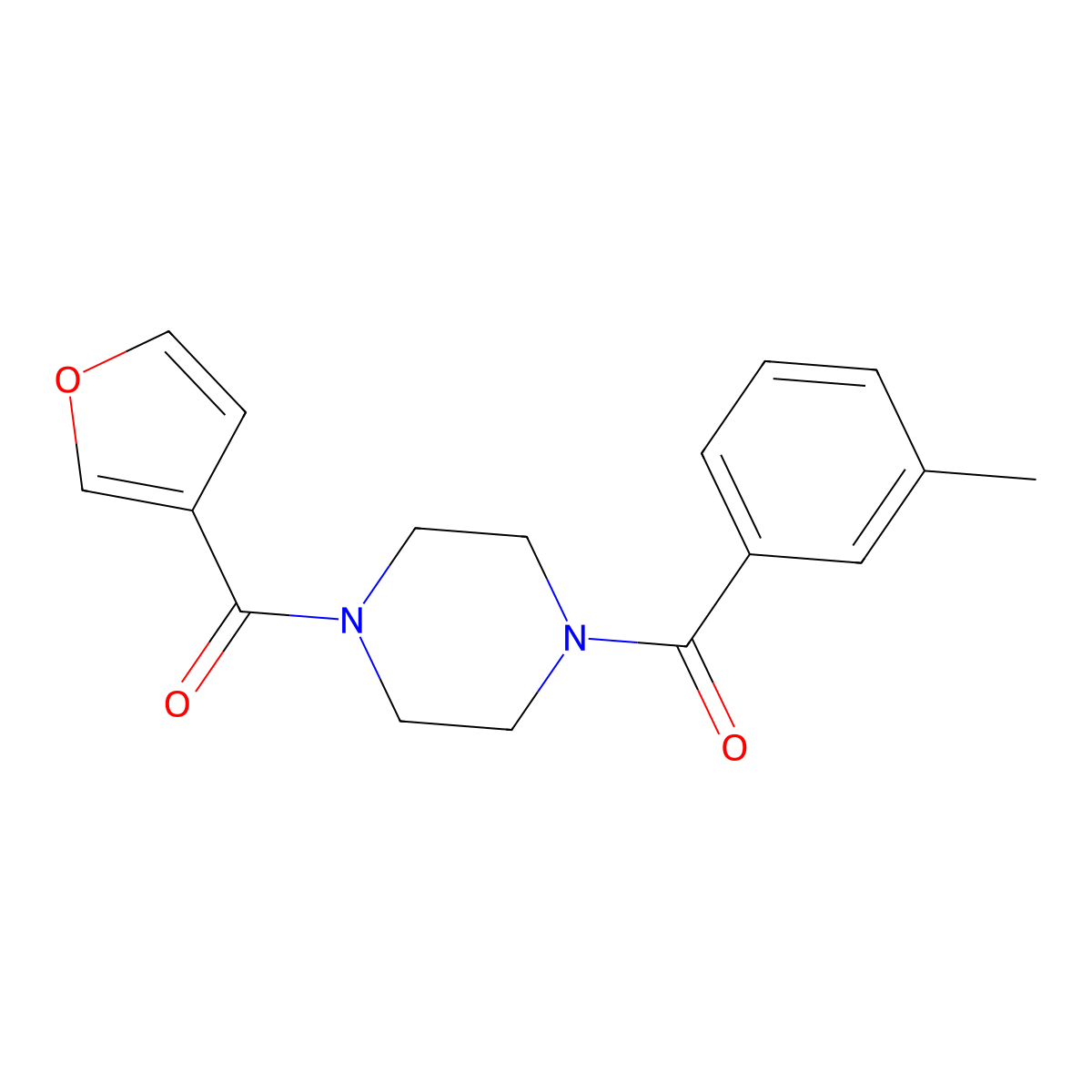 Furan-3-yl-[4-(3-methylbenzoyl)piperazin-1-yl]methanone molecular structure, CAS 1210734-78-3