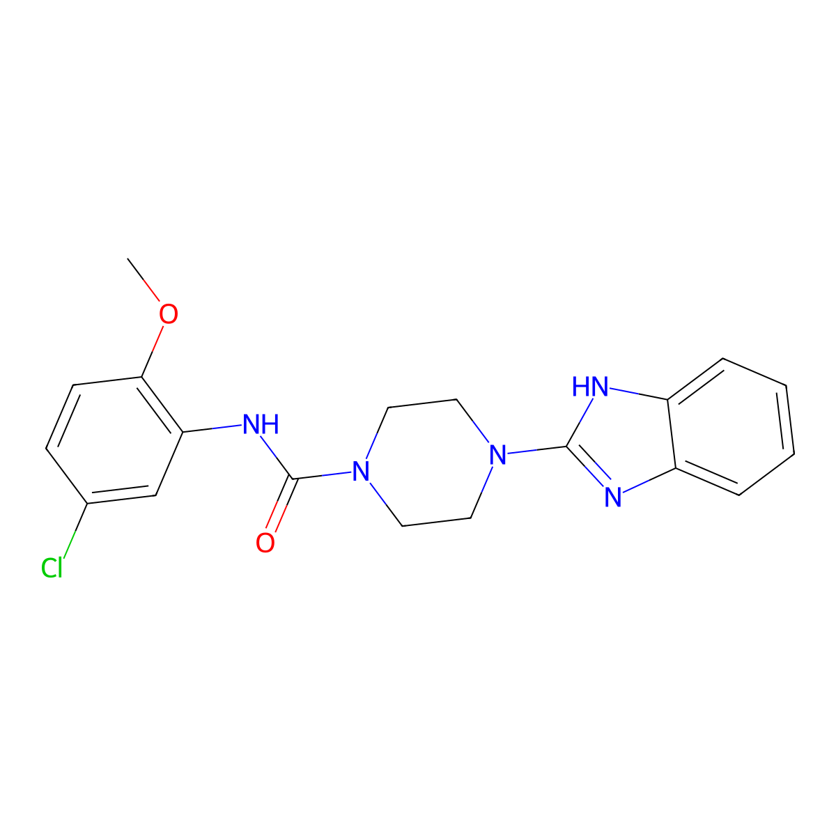 4-(1H-benzo[d]imidazol-2-yl)-N-(5-chloro-2-methoxyphenyl)piperazine-1-carboxamide molecular structure, CAS 1210737-38-4