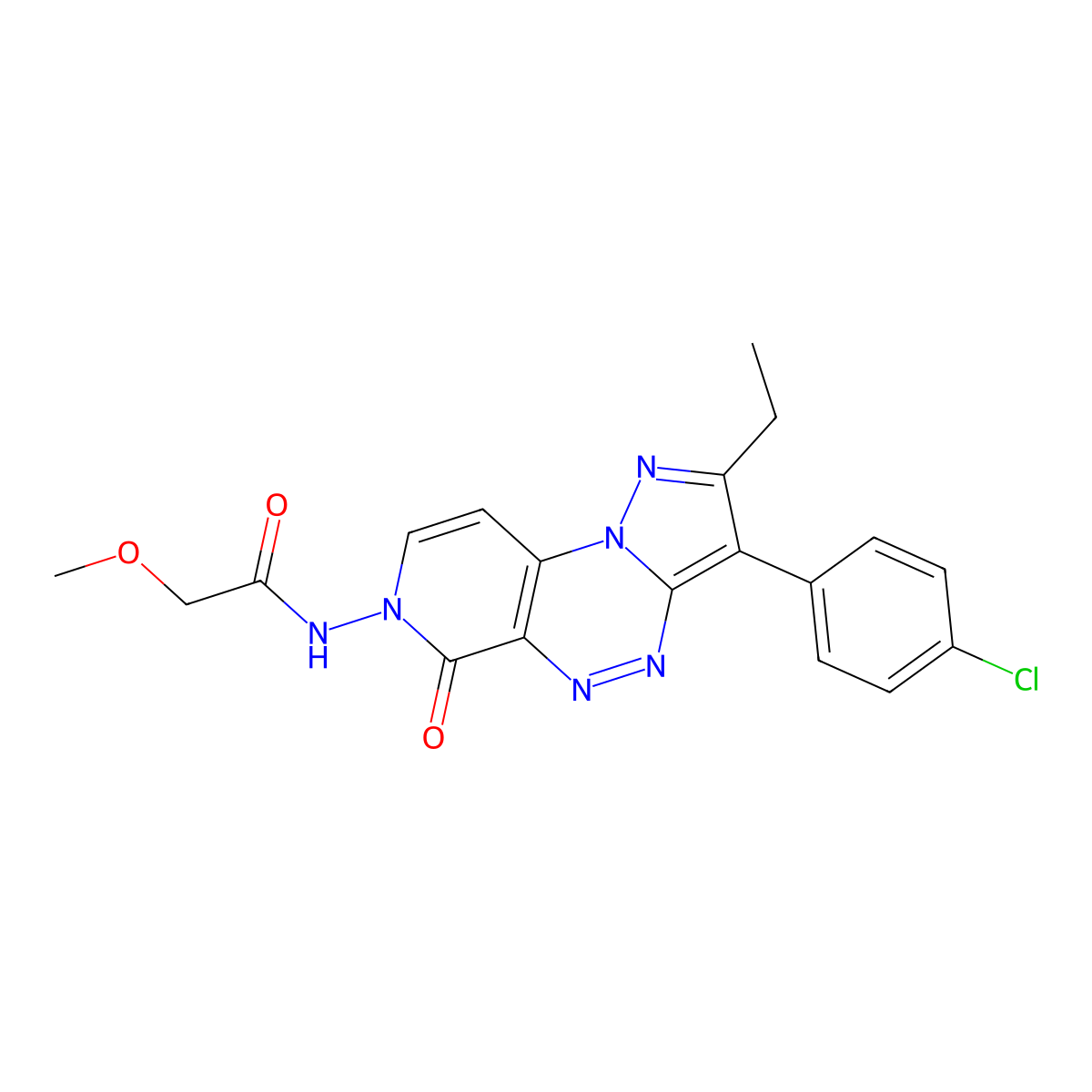 N-(3-(4-chlorophenyl)-2-ethyl-6-oxopyrazolo[5,1-c]pyrido[4,3-e][1,2,4]triazin-7(6H)-yl)-2-methoxyacetamide molecular structure, CAS 1210738-37-6