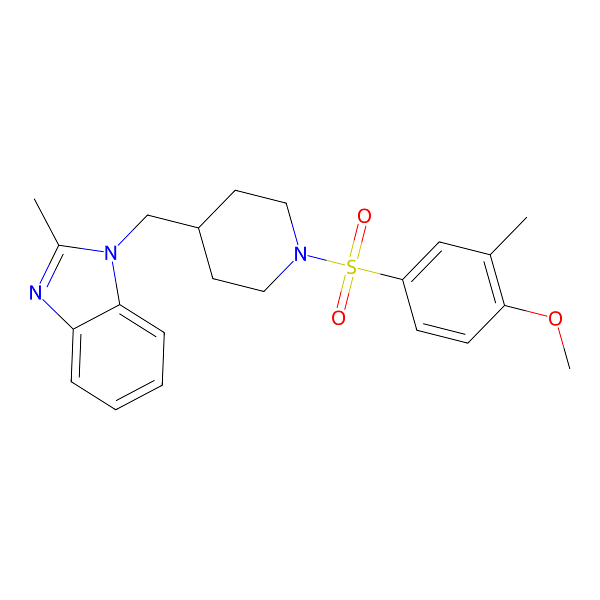 1-((1-((4-methoxy-3-methylphenyl)sulfonyl)piperidin-4-yl)methyl)-2-methyl-1H-benzo[d]imidazole molecular structure, CAS 1210738-43-4