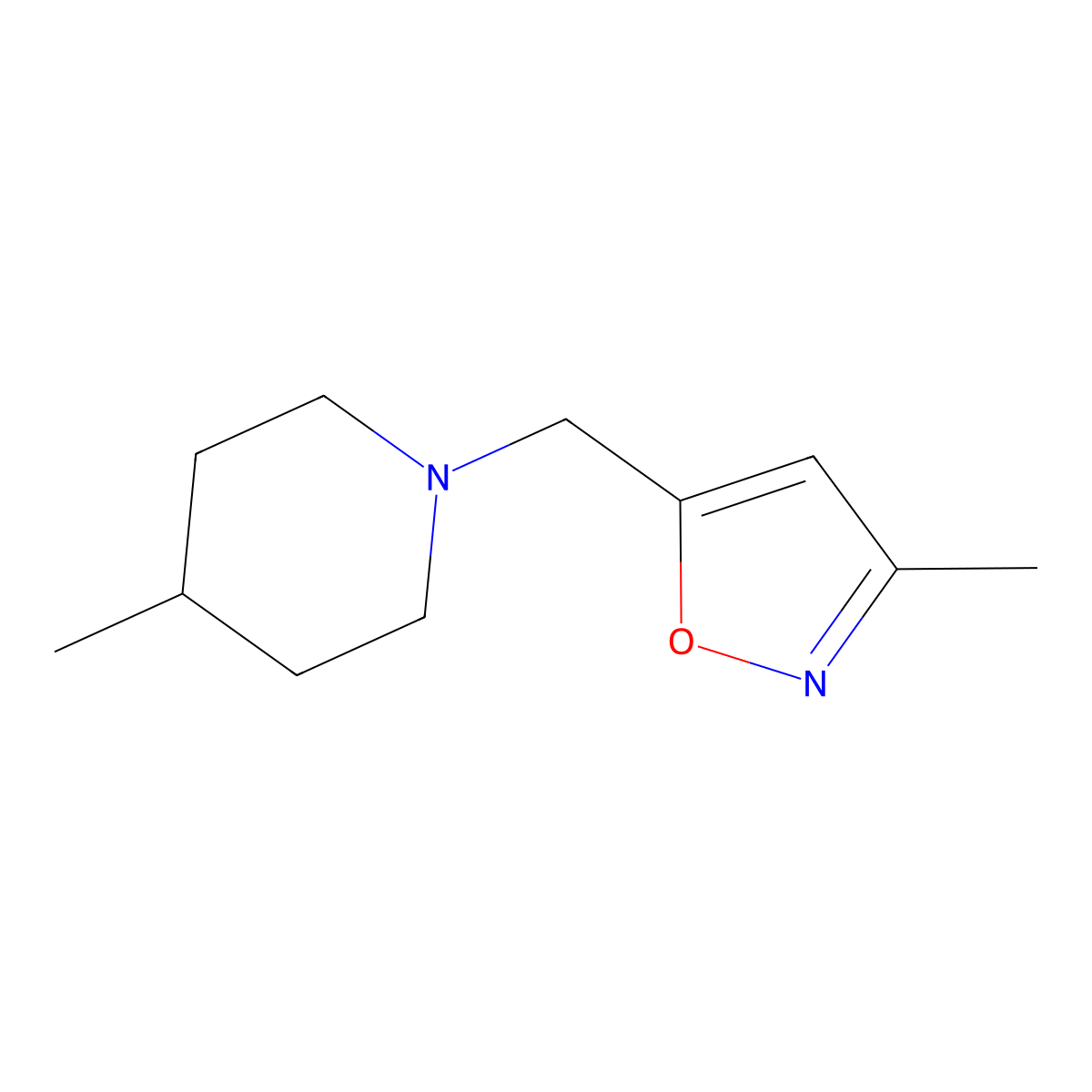 4-Methyl-1-[(3-methyl-1,2-oxazol-5-YL)methyl]piperidine molecular structure, CAS 1210751-42-0
