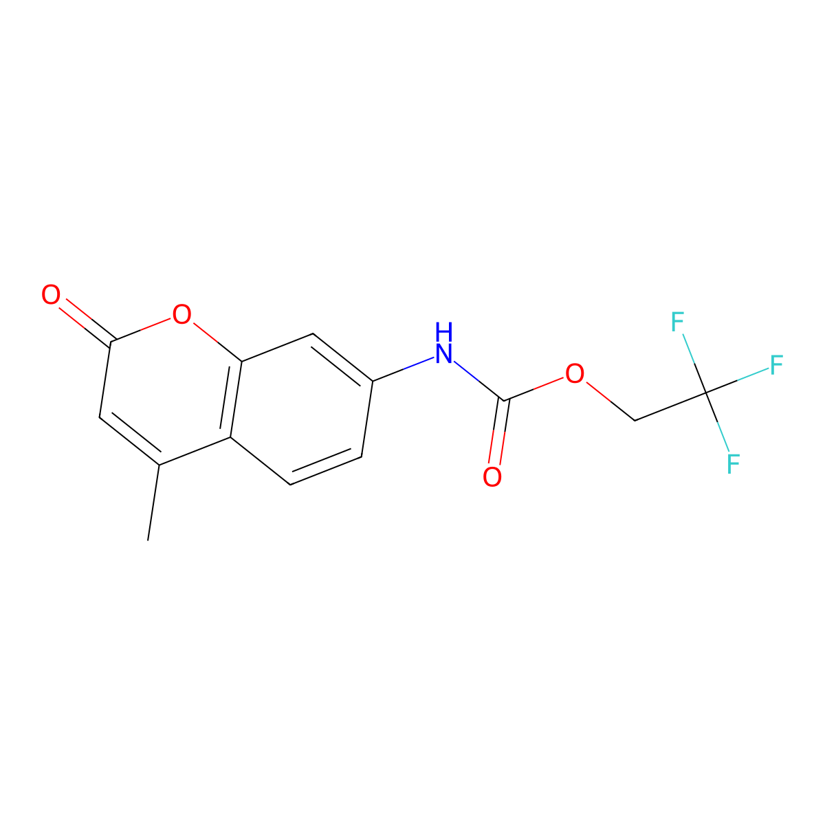 2,2,2-trifluoroethyl N-(4-methyl-2-oxo-2H-chromen-7-yl)carbamate molecular structure, CAS 1210752-66-1