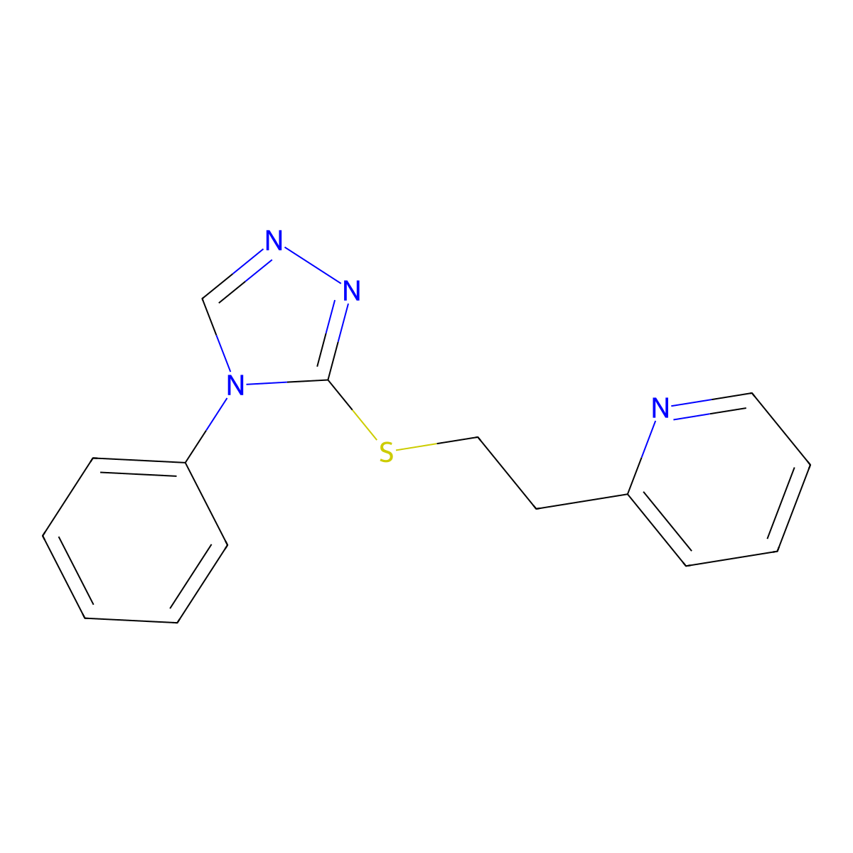 2-(2-((4-phenyl-4H-1,2,4-triazol-3-yl)sulfanyl)ethyl)pyridine molecular structure, CAS 1210753-31-3