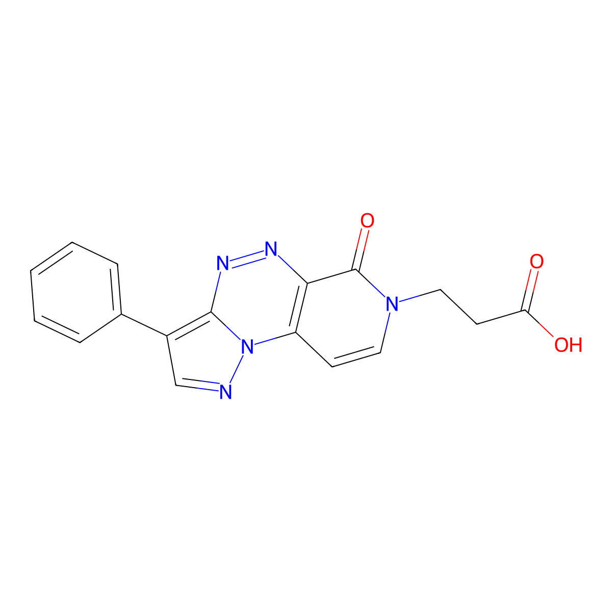 3-(6-oxo-3-phenylpyrazolo[5,1-c]pyrido[4,3-e][1,2,4]triazin-7(6H)-yl)propanoic acid molecular structure, CAS 1210755-26-2