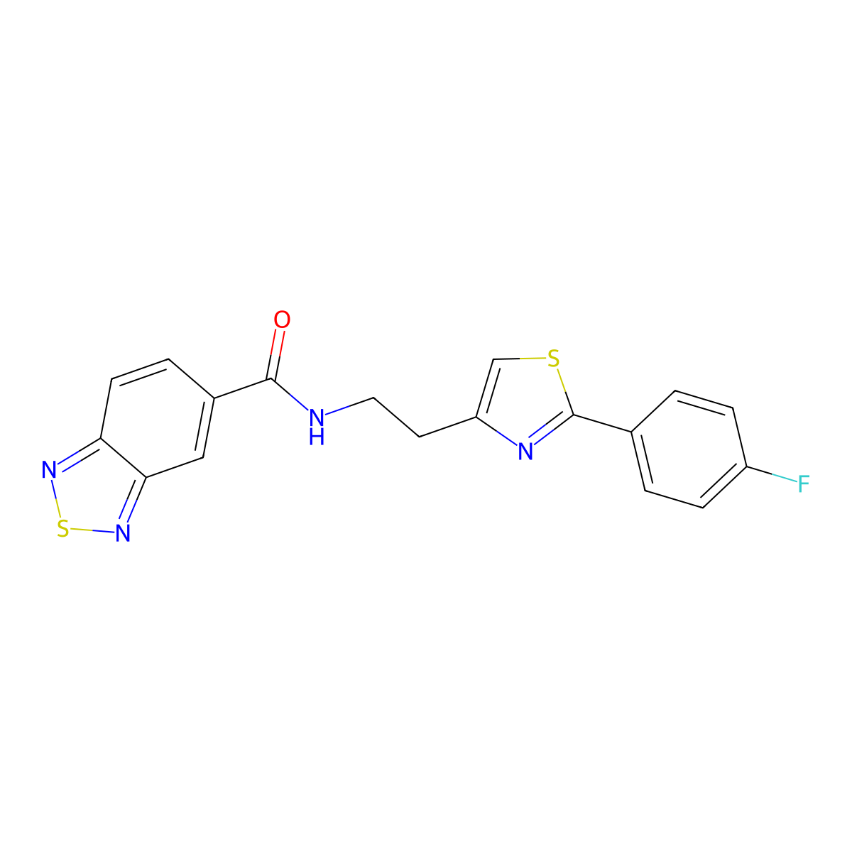 N-(2-(2-(4-fluorophenyl)thiazol-4-yl)ethyl)benzo[c][1,2,5]thiadiazole-5-carboxamide molecular structure, CAS 1210755-57-9