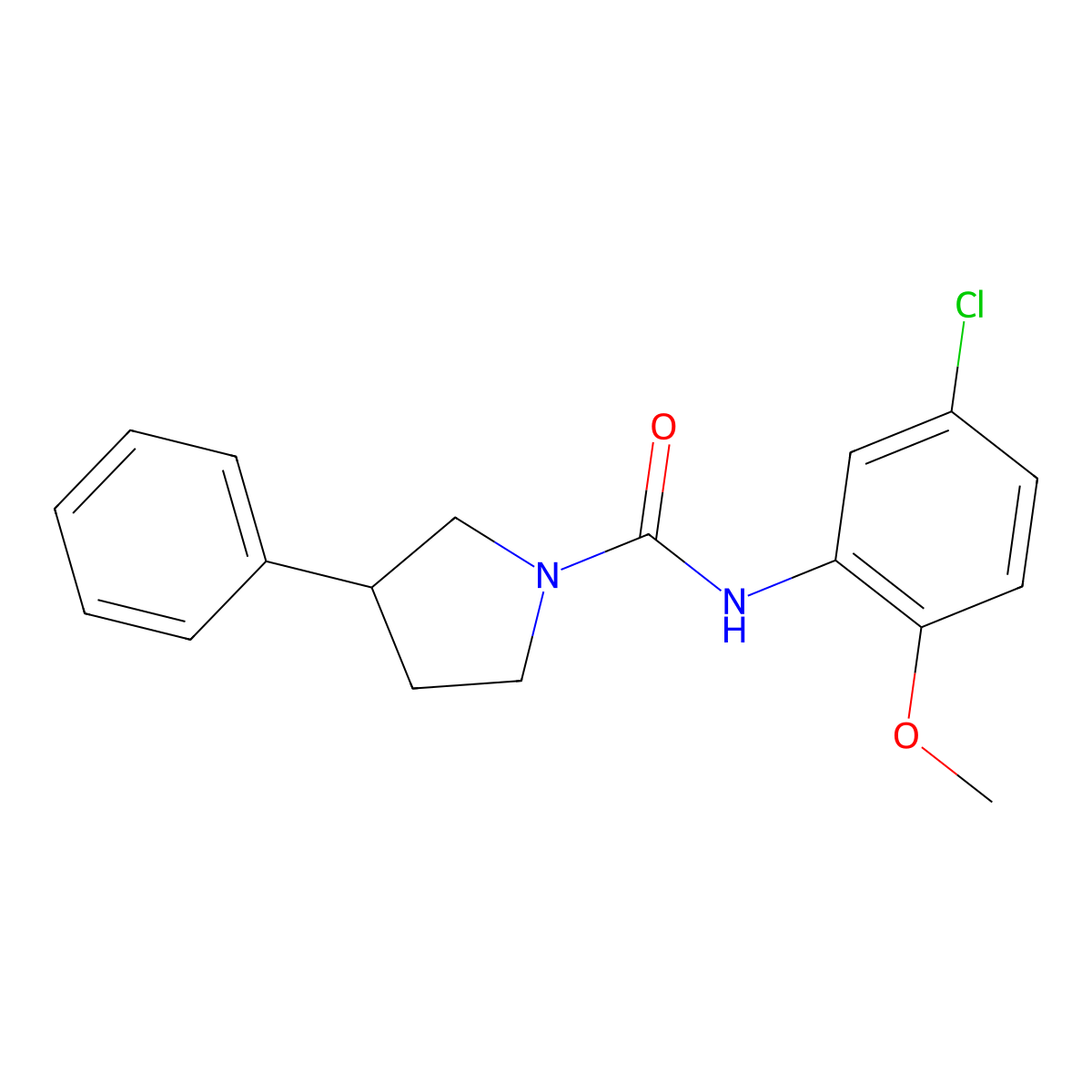 N-(5-chloro-2-methoxyphenyl)-3-phenylpyrrolidine-1-carboxamide molecular structure, CAS 1210756-39-0