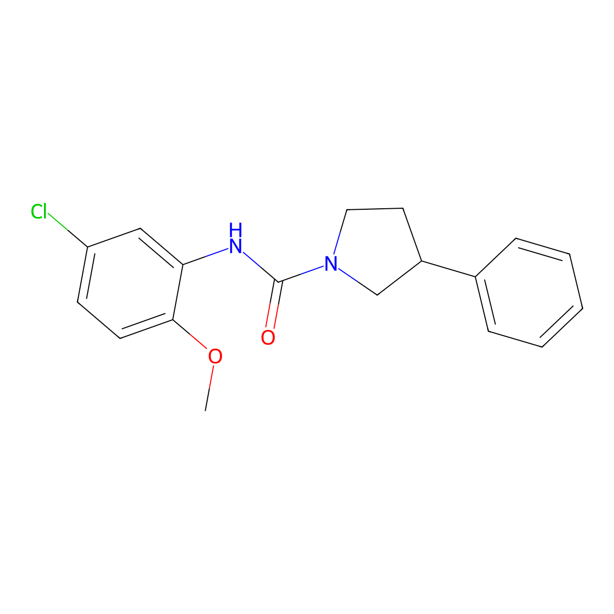 N-(5-chloro-2-methoxyphenyl)-3-phenylpyrrolidine-1-carboxamide molecular structure, CAS 1210756-39-0