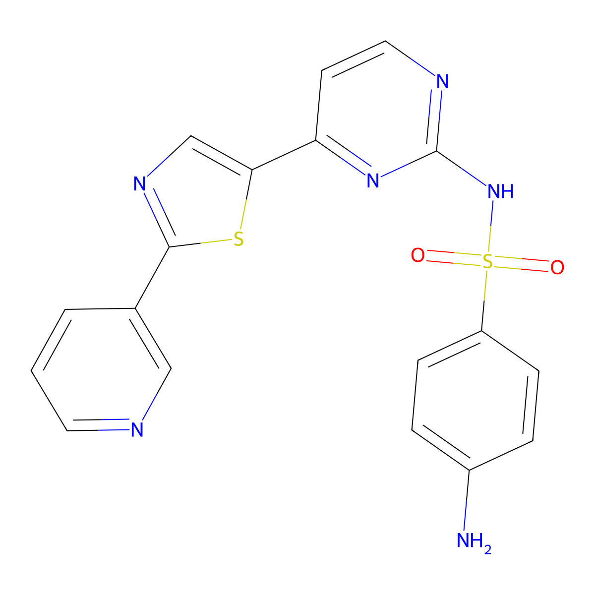 4-amino-N-{4-[2-(3-pyridinyl)-1,3-thiazol-5-yl]-2-pyrimidinyl}benzenesulfonamide molecular structure, CAS 1210769-98-4