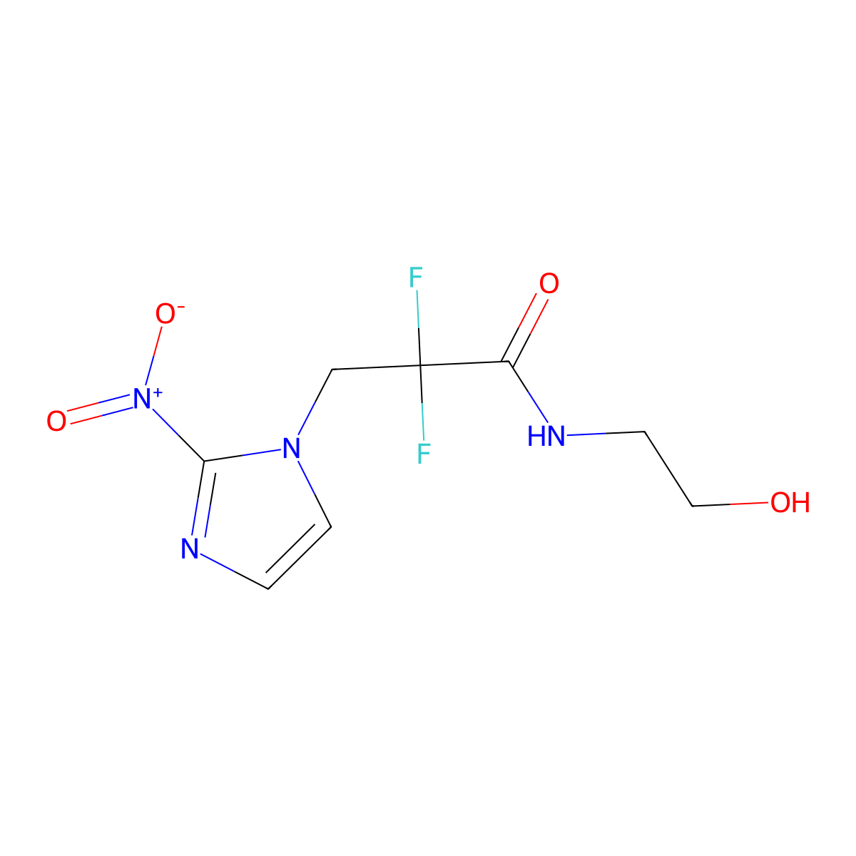 alpha,alpha-Difluoro-N-(2-hydroxyethyl)-2-nitro-1H-imidazole-1-propanamide molecular structure, CAS 121077-11-0