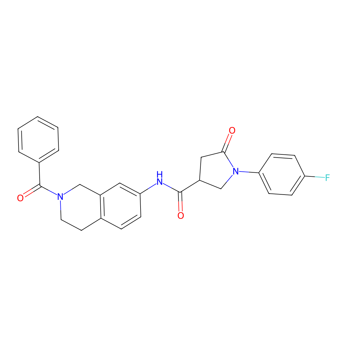N-(2-benzoyl-1,2,3,4-tetrahydroisoquinolin-7-yl)-1-(4-fluorophenyl)-5-oxopyrrolidine-3-carboxamide molecular structure, CAS 1210770-21-0