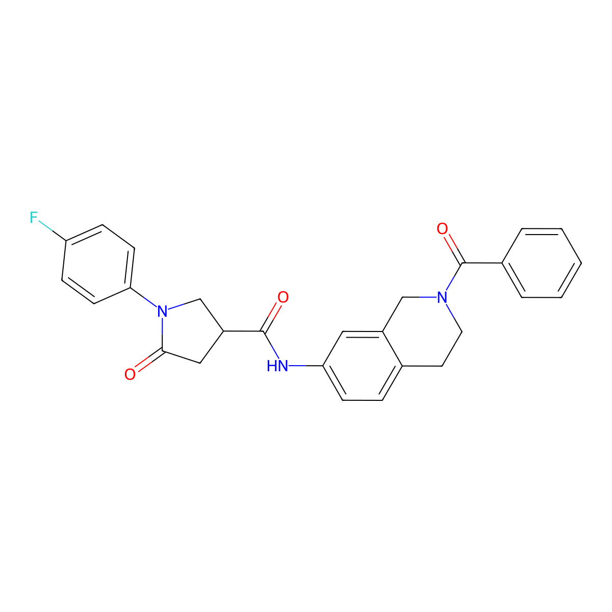N-(2-benzoyl-1,2,3,4-tetrahydroisoquinolin-7-yl)-1-(4-fluorophenyl)-5-oxopyrrolidine-3-carboxamide molecular structure, CAS 1210770-21-0