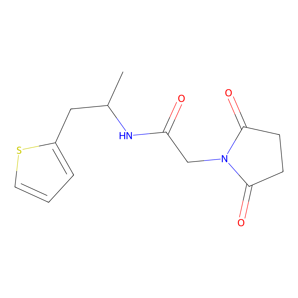 2-(2,5-dioxopyrrolidin-1-yl)-N-[1-(thiophen-2-yl)propan-2-yl]acetamide molecular structure, CAS 1210779-47-7