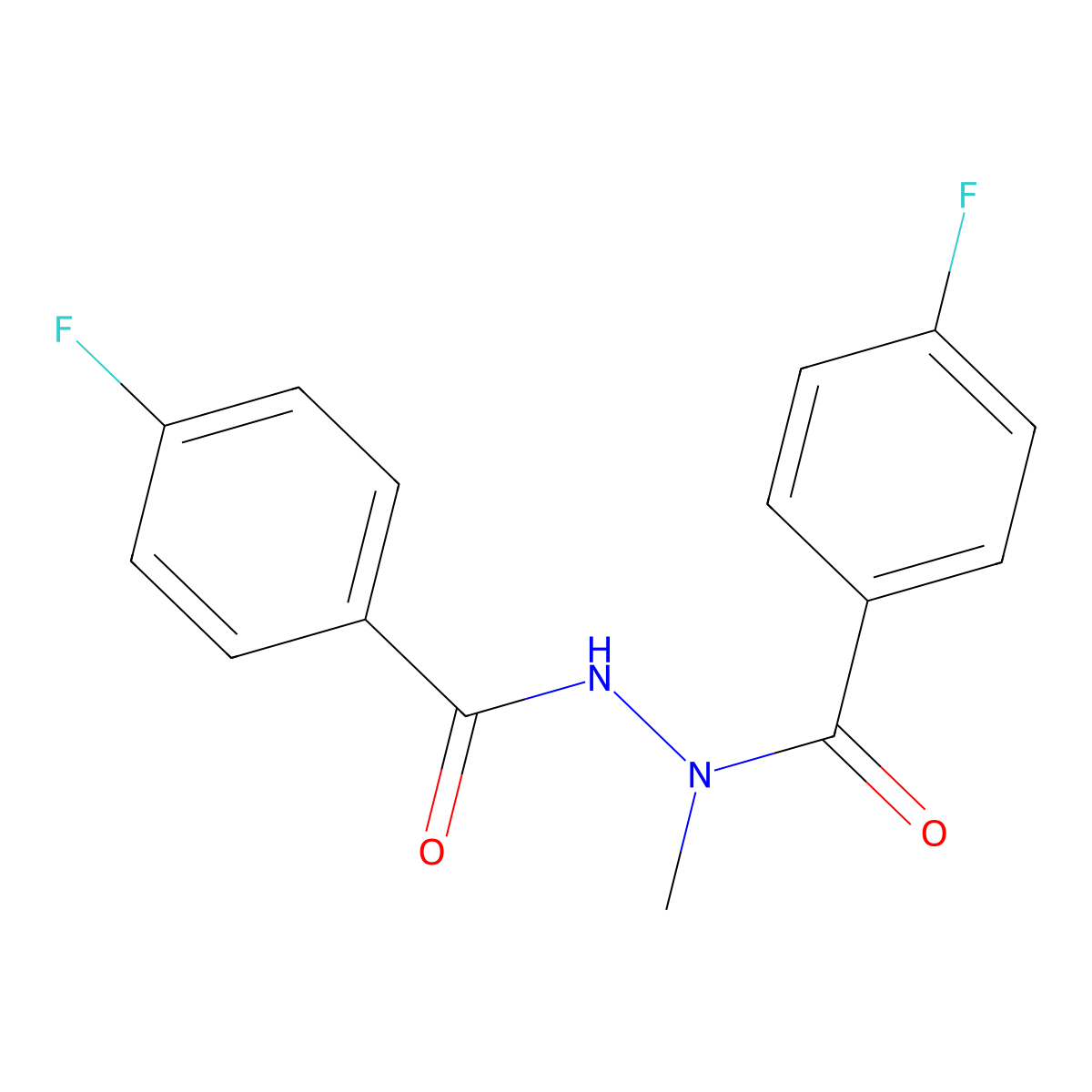 N,N'-Bis(4-fluorobenzoyl)methylhydrazine molecular structure, CAS 1210782-09-4