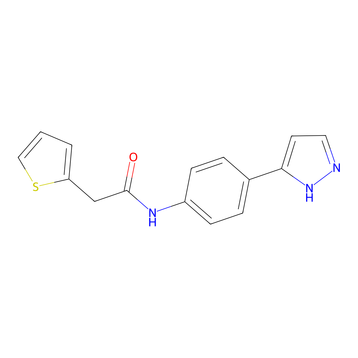 N-[4-(1H-pyrazol-3-yl)phenyl]-2-(thiophen-2-yl)acetamide molecular structure, CAS 1210788-86-5