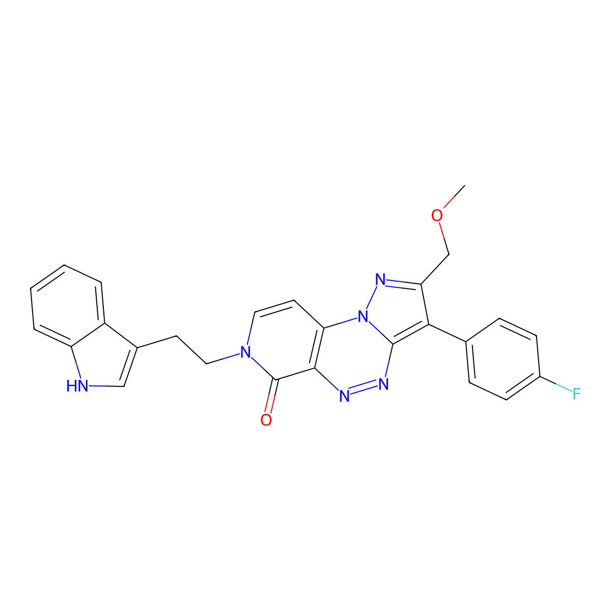 3-(4-fluorophenyl)-7-[2-(1H-indol-3-yl)ethyl]-2-(methoxymethyl)pyrazolo[5,1-c]pyrido[4,3-e][1,2,4]triazin-6(7H)-one molecular structure, CAS 1210797-60-6