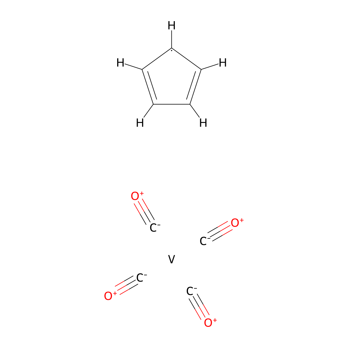 Carbon monoxide; cyclopentane; vanadium molecular structure, CAS 12108-04-2