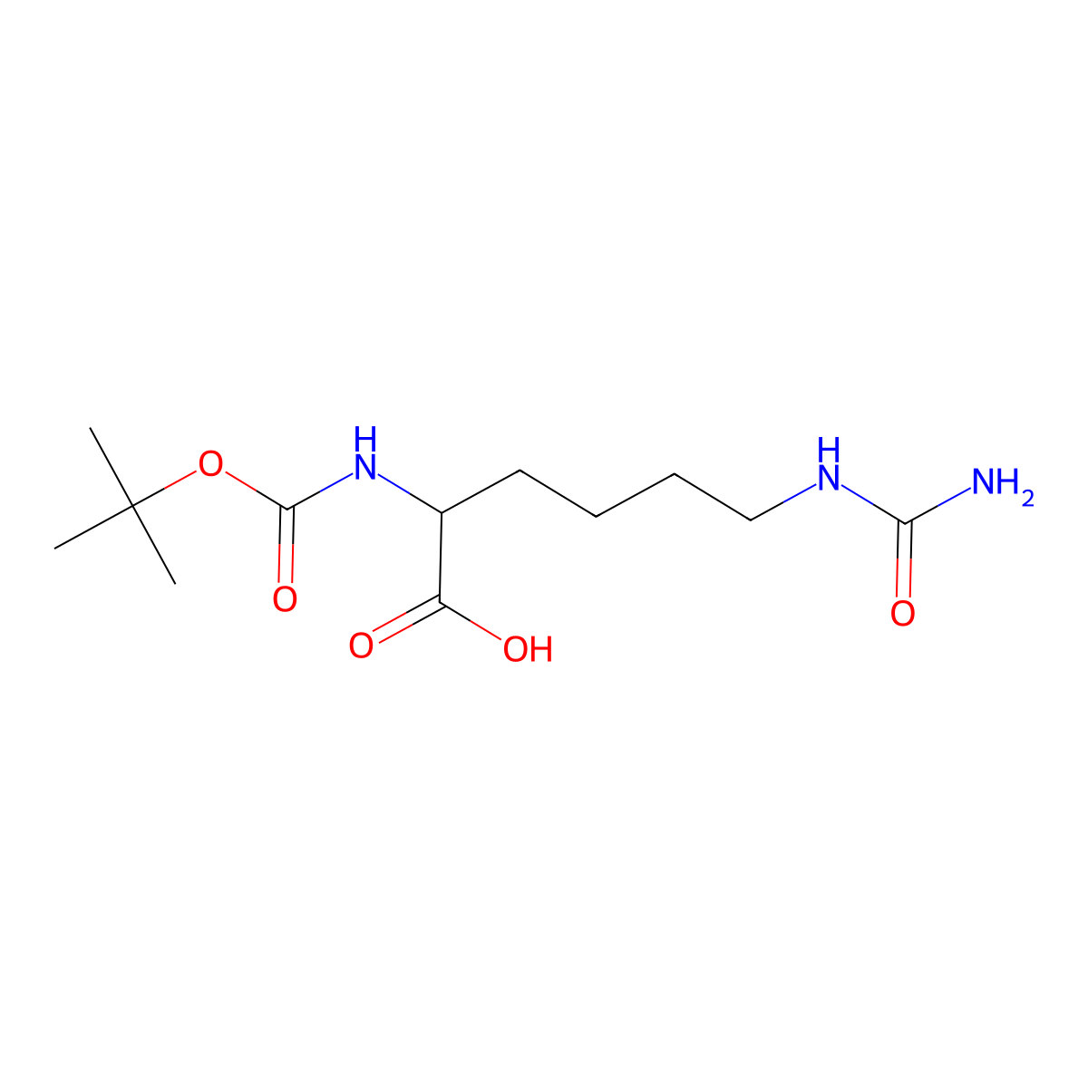 (R)-2-((tert-Butoxycarbonyl)amino)-6-ureidohexanoic acid molecular structure, CAS 121080-97-5