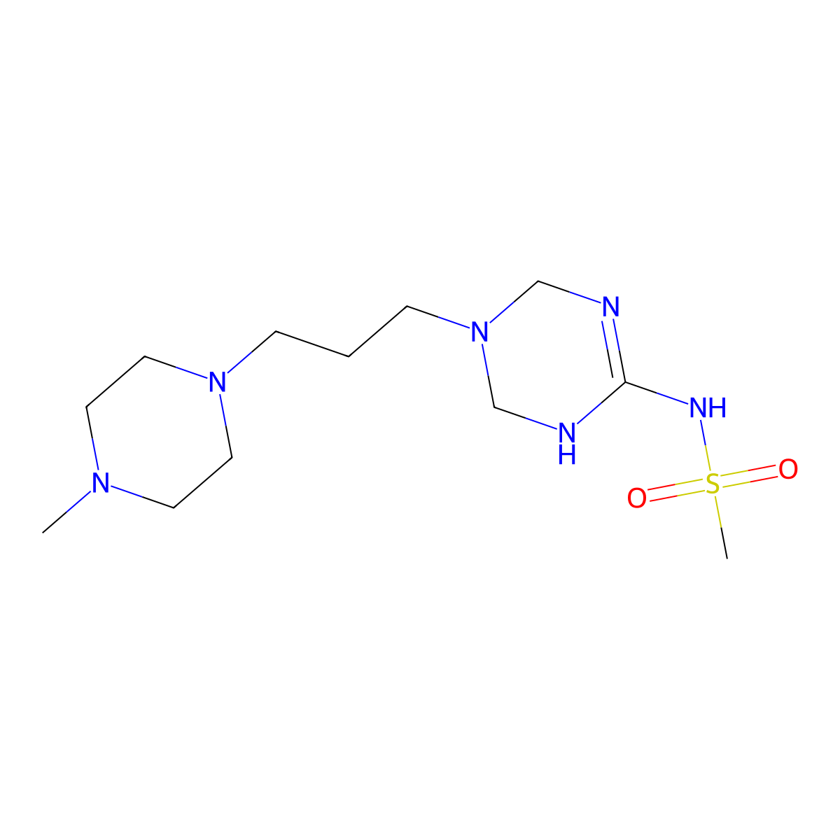 N-{5-[3-(4-methylpiperazino)propyl]-1,4,5,6-tetrahydro-1,3,5-triazin-2-yl}methanesulfonamide molecular structure, CAS 1210800-84-2