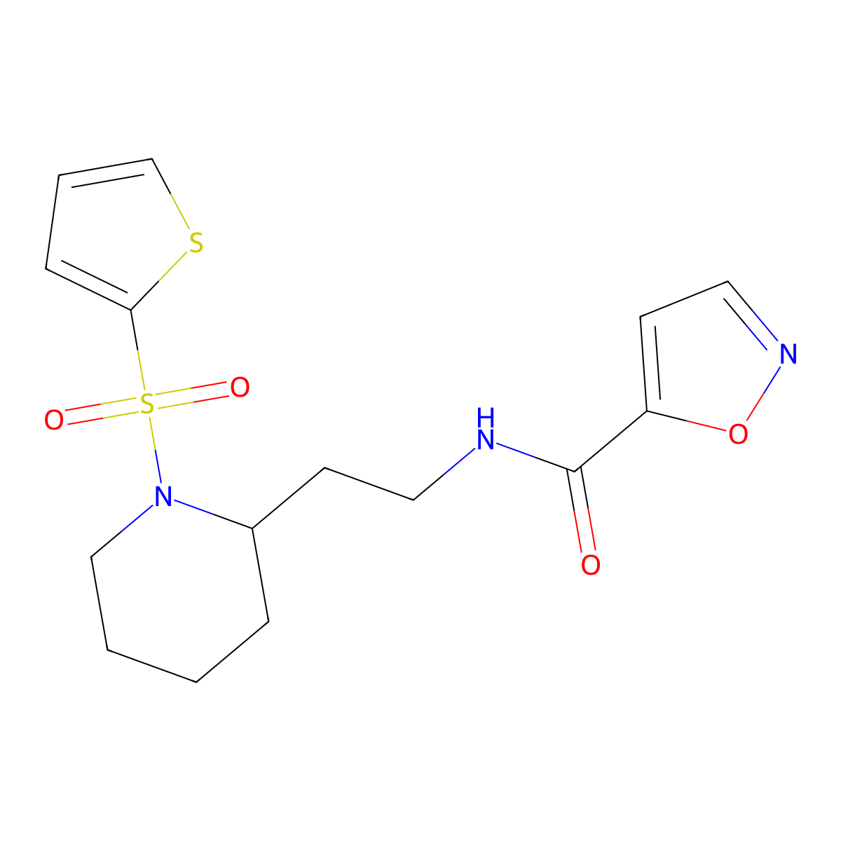 N-(2-(1-(thiophen-2-ylsulfonyl)piperidin-2-yl)ethyl)isoxazole-5-carboxamide molecular structure, CAS 1210806-74-8
