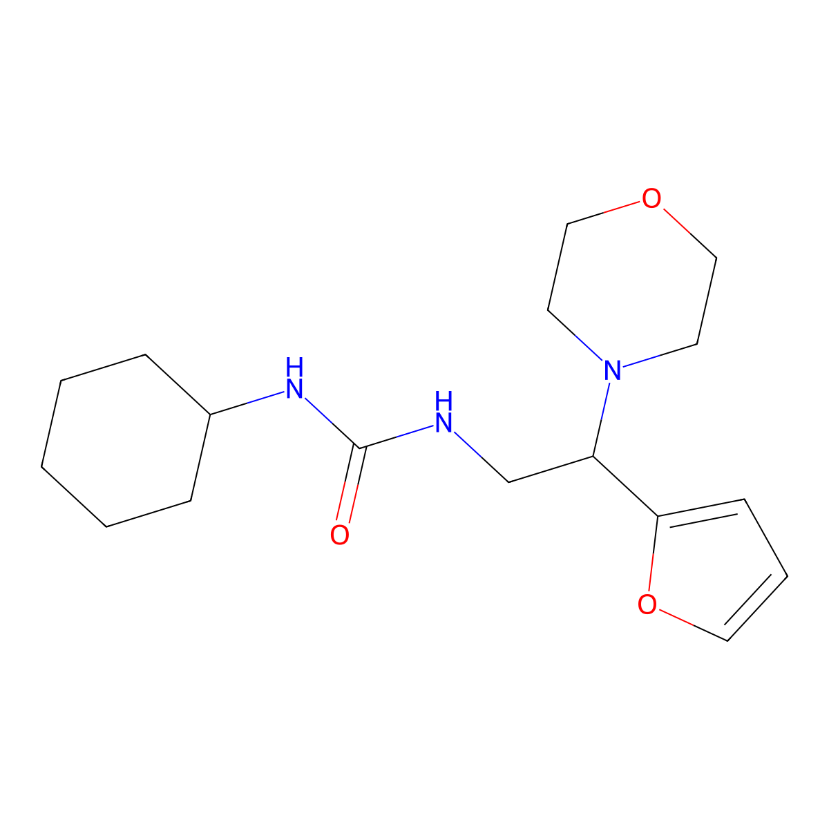 1-Cyclohexyl-3-(2-(furan-2-yl)-2-morpholinoethyl)urea molecular structure, CAS 1210807-14-9