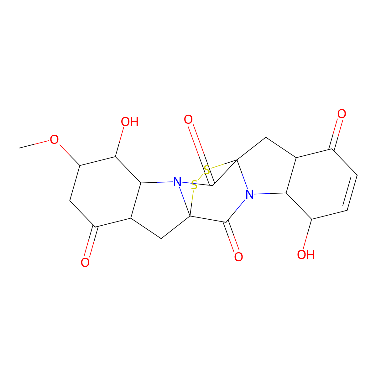 5,15-Dihydroxy-16-methoxy-21,22-dithia-3,13-diazahexacyclo[9.9.2.01,13.03,11.04,9.014,19]docos-6-ene-2,8,12,18-tetrone molecular structure, CAS 1210807-30-9