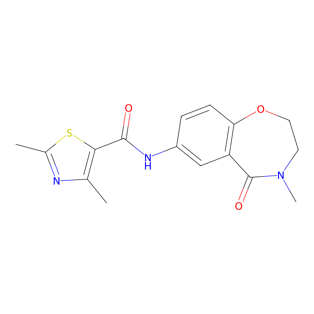 2,4-dimethyl-N-(4-methyl-5-oxo-2,3,4,5-tetrahydrobenzo[f][1,4]oxazepin-7-yl)thiazole-5-carboxamide molecular structure, CAS 1210808-09-5