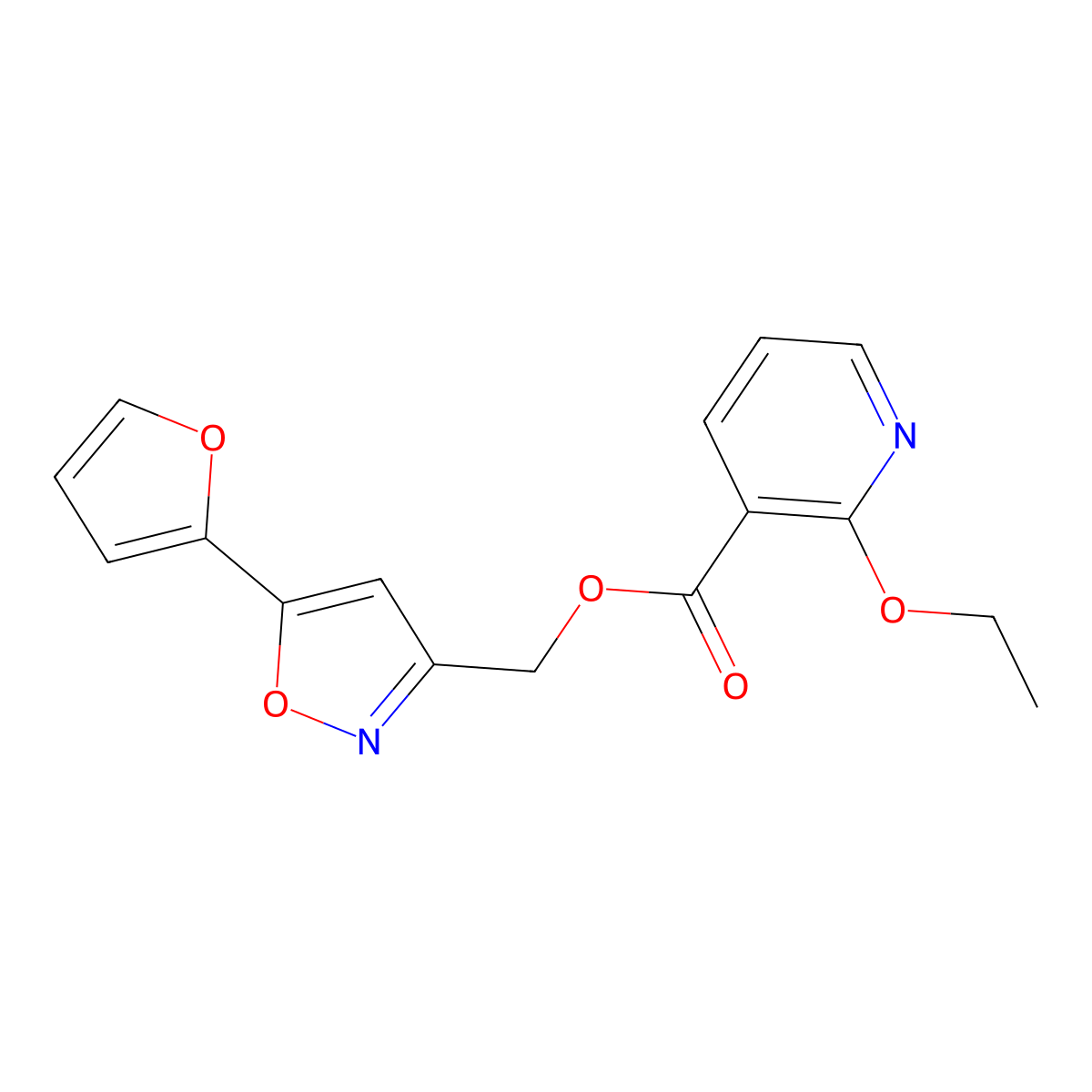 (5-(Furan-2-yl)isoxazol-3-yl)methyl 2-ethoxynicotinate molecular structure, CAS 1210813-37-8