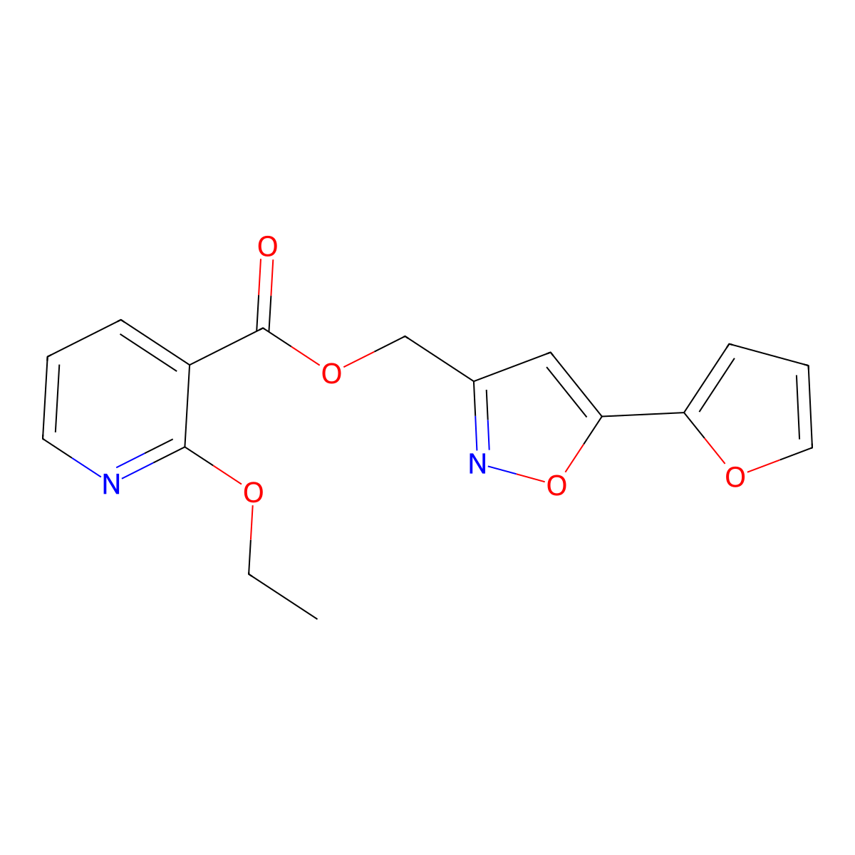 (5-(Furan-2-yl)isoxazol-3-yl)methyl 2-ethoxynicotinate molecular structure, CAS 1210813-37-8