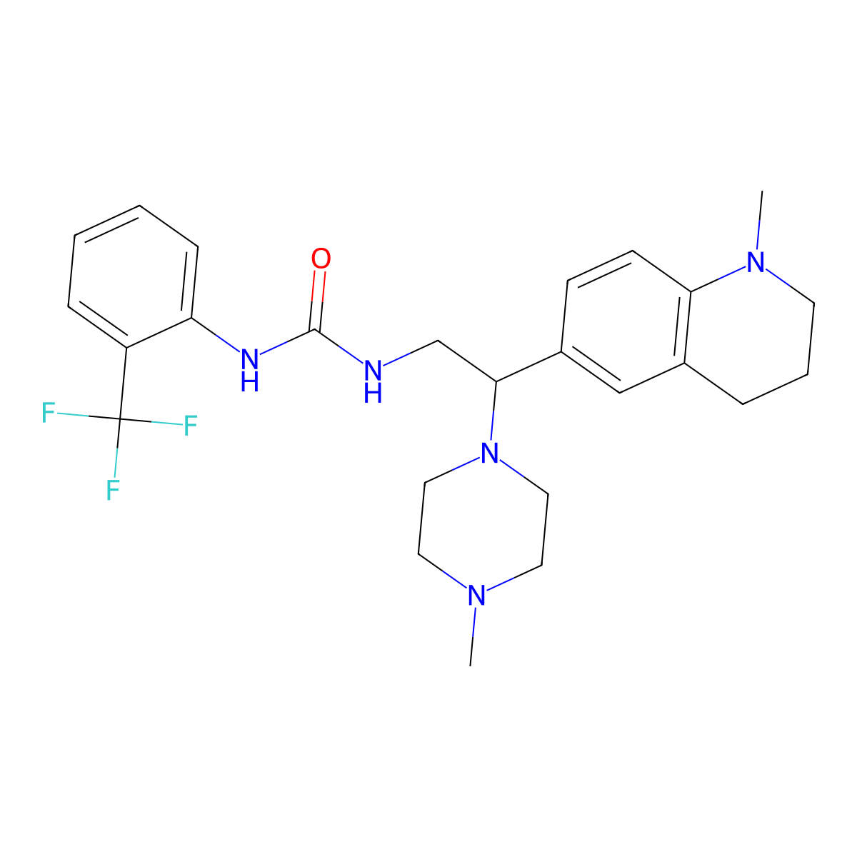 1-[2-(1-Methyl-1,2,3,4-tetrahydroquinolin-6-yl)-2-(4-methylpiperazin-1-yl)ethyl]-3-[2-(trifluoromethyl)phenyl]urea molecular structure, CAS 1210821-59-2