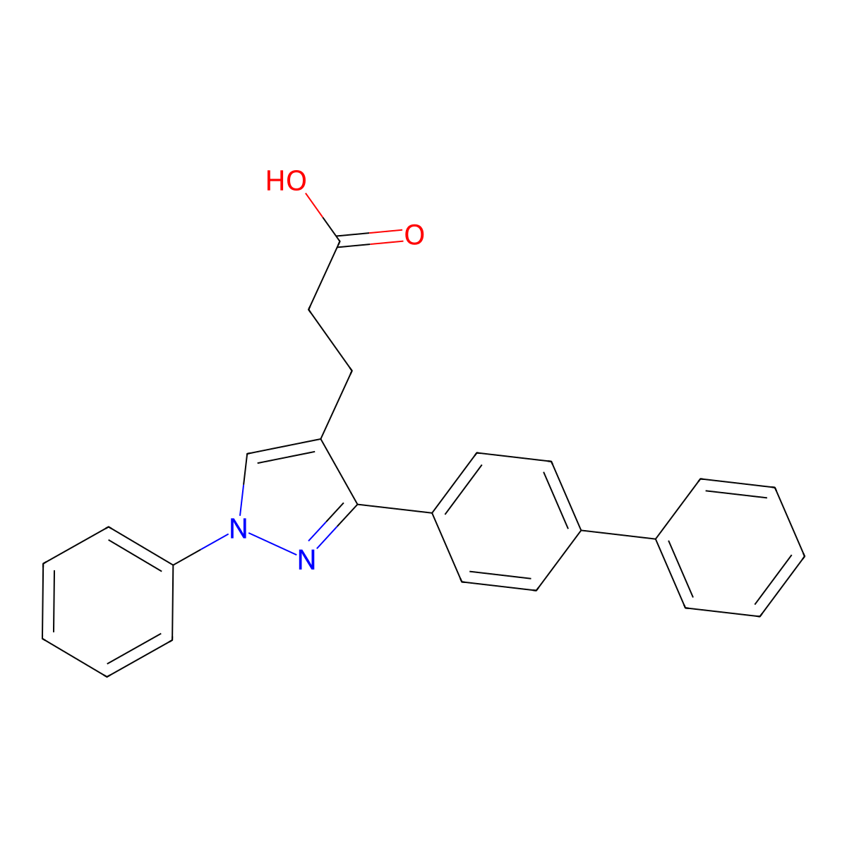 3-[1-phenyl-3-(4-phenylphenyl)-1H-pyrazol-4-yl]propanoic acid molecular structure, CAS 1210822-80-2
