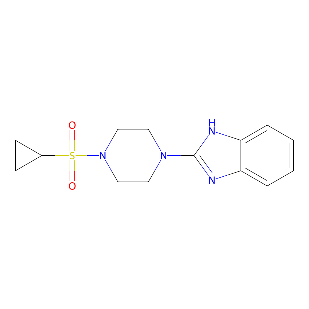 2-(4-(cyclopropylsulfonyl)piperazin-1-yl)-1H-benzo[d]imidazole molecular structure, CAS 1210823-97-4