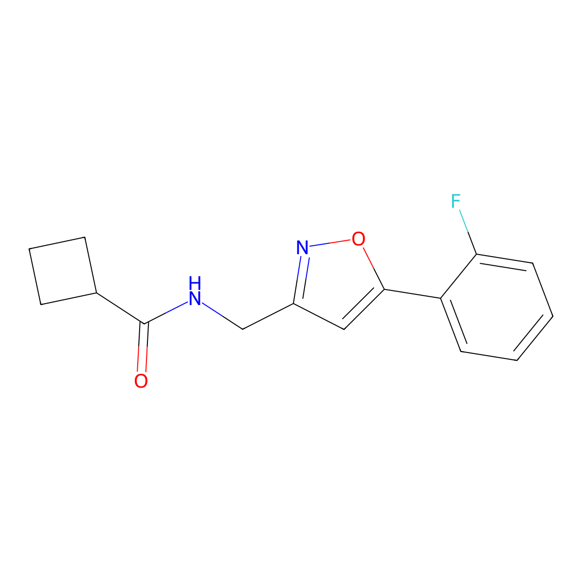 N-((5-(2-fluorophenyl)isoxazol-3-yl)methyl)cyclobutanecarboxamide molecular structure, CAS 1210825-25-4