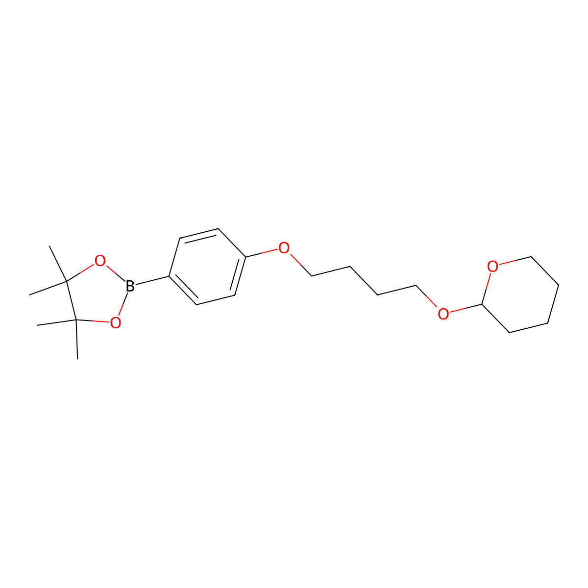 4,4,5,5-Tetramethyl-2-(4-(4-((tetrahydro-2H-pyran-2-yl)oxy)butoxy)-phenyl)-1,3,2-dioxaborolane molecular structure, CAS 1210827-89-6