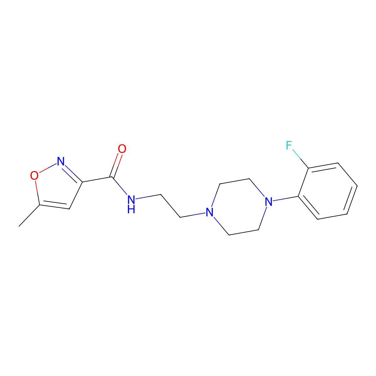 N-(2-(4-(2-fluorophenyl)piperazin-1-yl)ethyl)-5-methylisoxazole-3-carboxamide molecular structure, CAS 1210835-15-6
