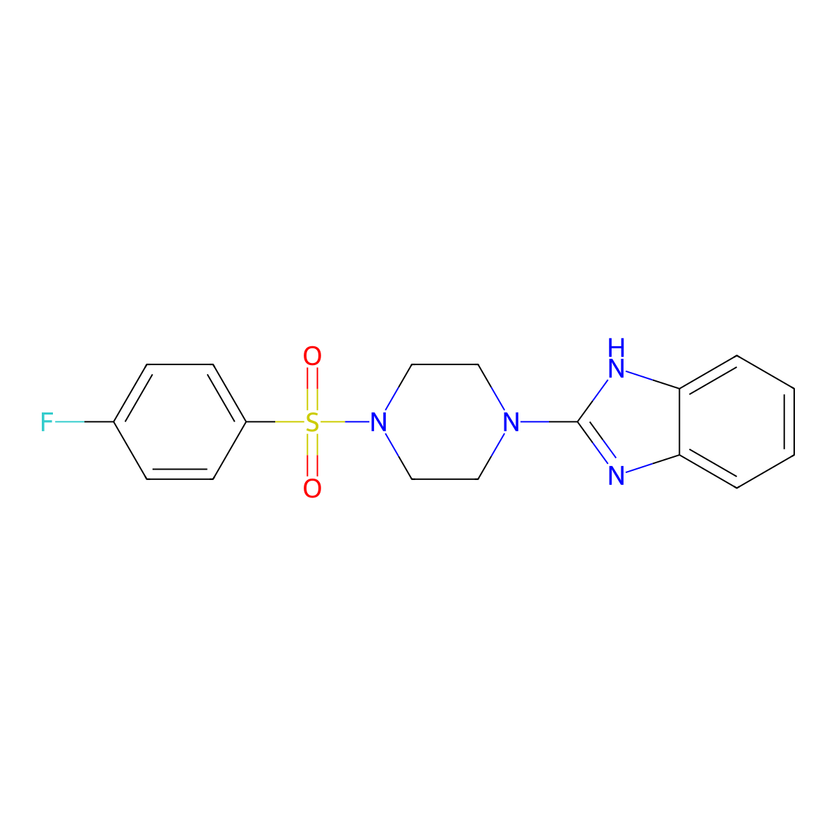 2-(4-((4-fluorophenyl)sulfonyl)piperazin-1-yl)-1H-benzo[d]imidazole molecular structure, CAS 1210838-58-6