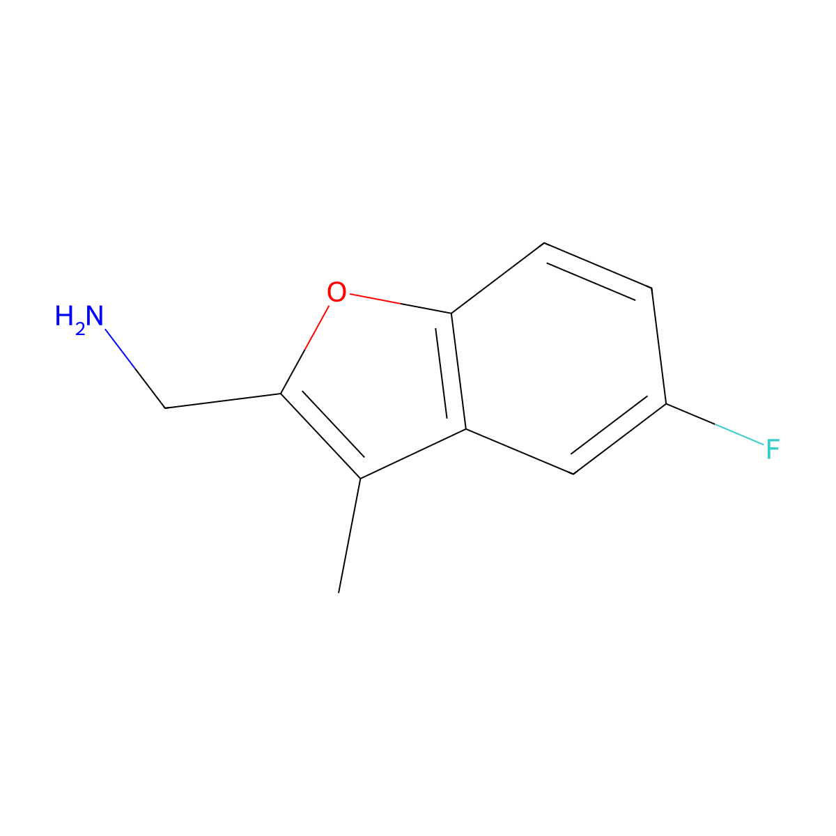 (5-Fluoro-3-methyl-1-benzofuran-2-yl)methanamine molecular structure, CAS 1210842-10-6