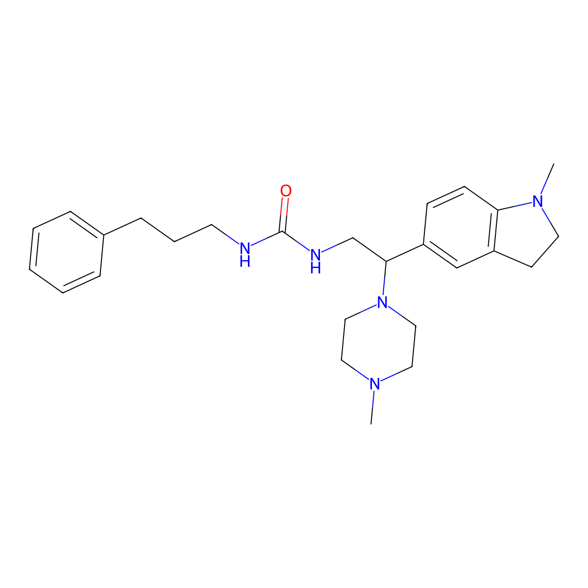 1-(2-(1-Methylindolin-5-yl)-2-(4-methylpiperazin-1-yl)ethyl)-3-(3-phenylpropyl)urea molecular structure, CAS 1210843-55-2