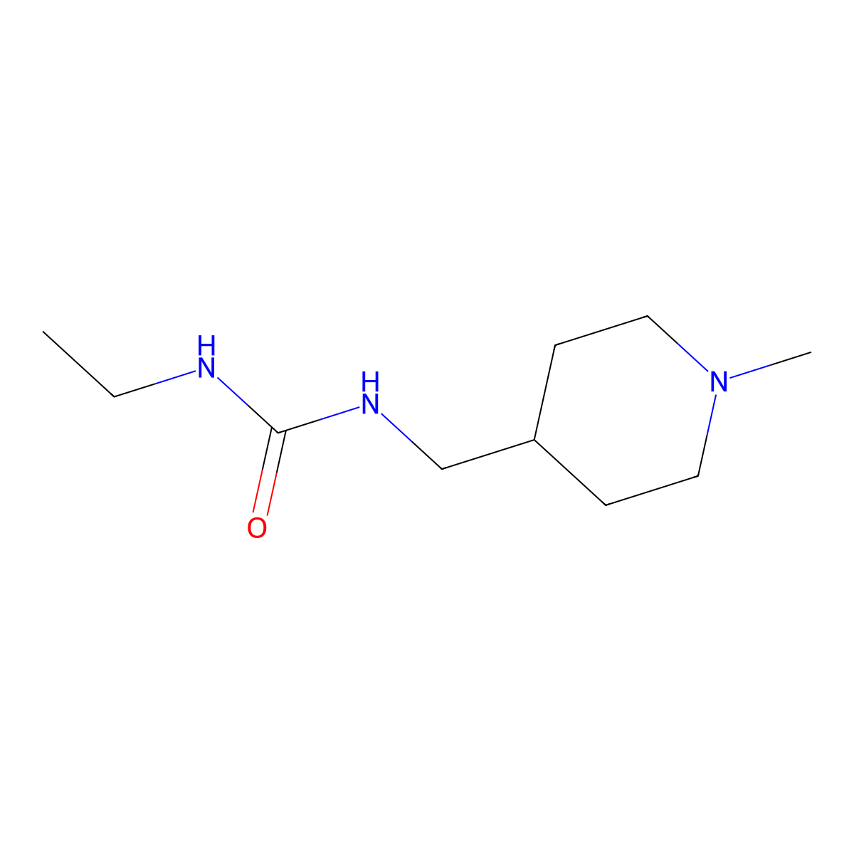 1-Ethyl-3-((1-methylpiperidin-4-yl)methyl)urea molecular structure, CAS 1210844-85-1