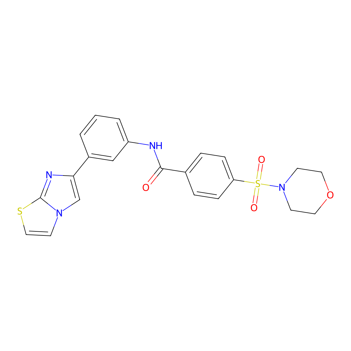 N-(3-{imidazo[2,1-b][1,3]thiazol-6-yl}phenyl)-4-(morpholine-4-sulfonyl)benzamide molecular structure, CAS 1210845-21-8